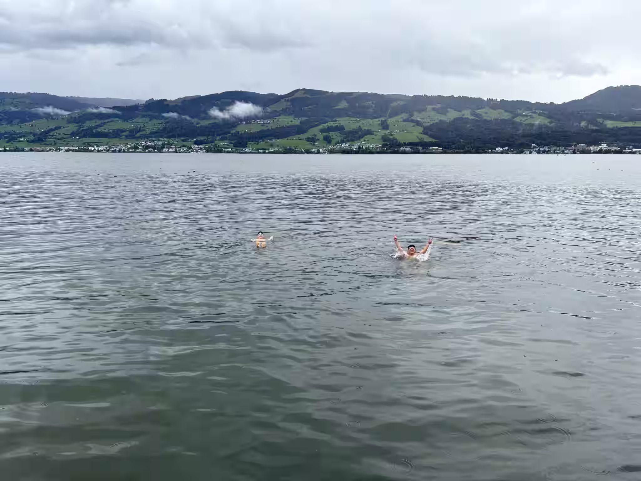 Swimming in the lake right at OST